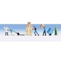 Warehouse Workers and Accessories -- 5 Figures with Accessories, HO, Walthers SceneMaster 6064