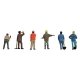 Construction Workers pkg(6) - Set 1, HO, Walthers SceneMaster 6022