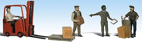 Scenic Accents(R) -- Workers with Forklift pkg(4), HO, Woodland Scenics 1911