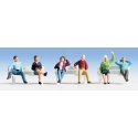 Seated People pkg(6) -- Set 3, HO, Walthers SceneMaster 6059