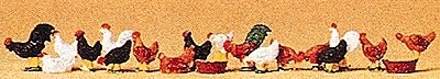 Animals -- Chickens pkg(18), HO, Preiser Kg 14168