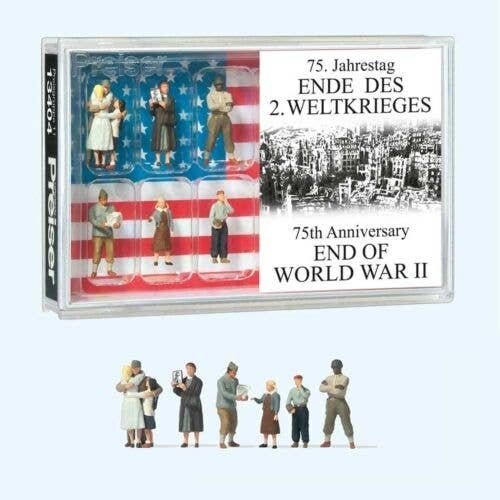 Americans Celebrating the End of World War II pkg(6) -- 75th Anniversary Set, HO, Preiser Kg 13404
