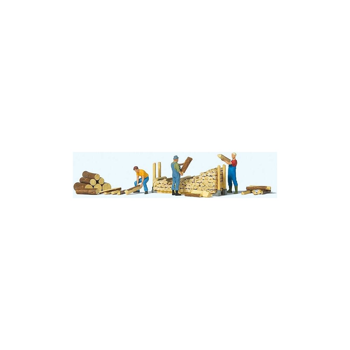 Stacking Firewood -- 3 People & Accessories, HO, Preiser Kg 10707