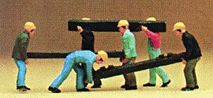 Working People -- Track Workers with Railroad Ties pkg(6), HO, Preiser Kg 10034