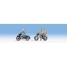Motorcyclists -- 3 Riders and 2 Bikes, HO, Walthers SceneMaster 6061