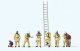 Modern Firefighters with Breathing Apparatus -- 6 Figures in Beige Uniforms, 1 Rescued Man, Accessori, HO, Preiser Kg 10774