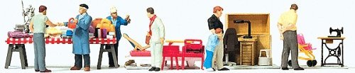Flea Market/Garage Sale Set w/Accessories 4 -- pkg(7), HO, Preiser Kg 10623