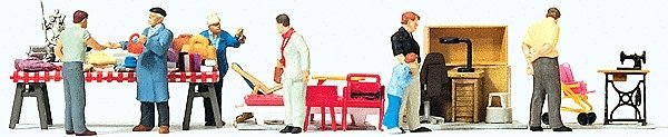 Flea Market/Garage Sale Set w/Accessories 4 -- pkg(7), HO, Preiser Kg 10623