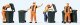 Garbage Collection -- 4 Figures & Carts, HO, Preiser Kg 10651