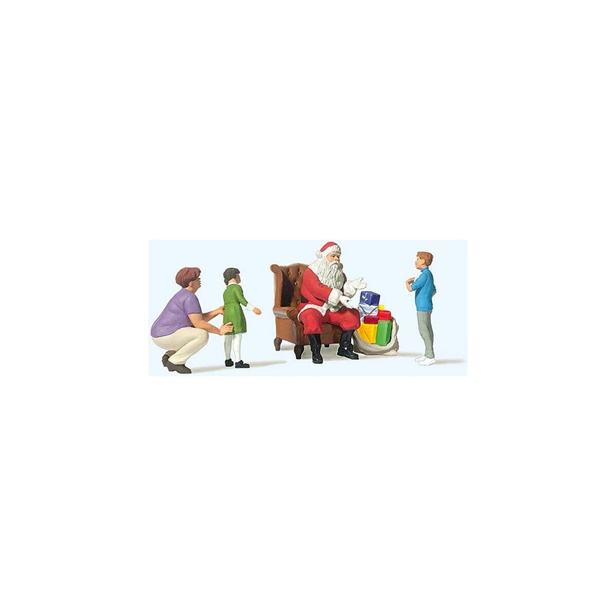 Santa in Chair, Mother and 2 Children, HO, Preiser Kg 10763