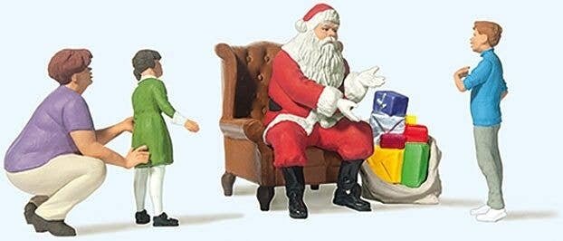 Santa in Chair, Mother and 2 Children, HO, Preiser Kg 10763