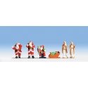 Christmas Figures -- 3 Santas, Child on Knee, 2 Helpers & Sleigh, HO, Noch Gmbh & Co 15920