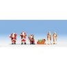 Christmas Figures -- 3 Santas, Child on Knee, 2 Helpers & Sleigh, HO, Noch Gmbh & Co 15920