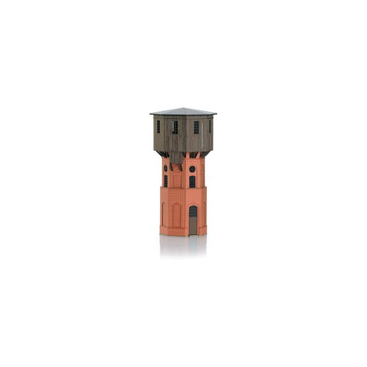 Prussian Water Tower - Laser-Cut Card Kit -- Octagonal Base - 1-3/4 x 1-3/4 x 3-9/16′ 4.5 x 4.5 x 9.1cm, N, Trix 66328
