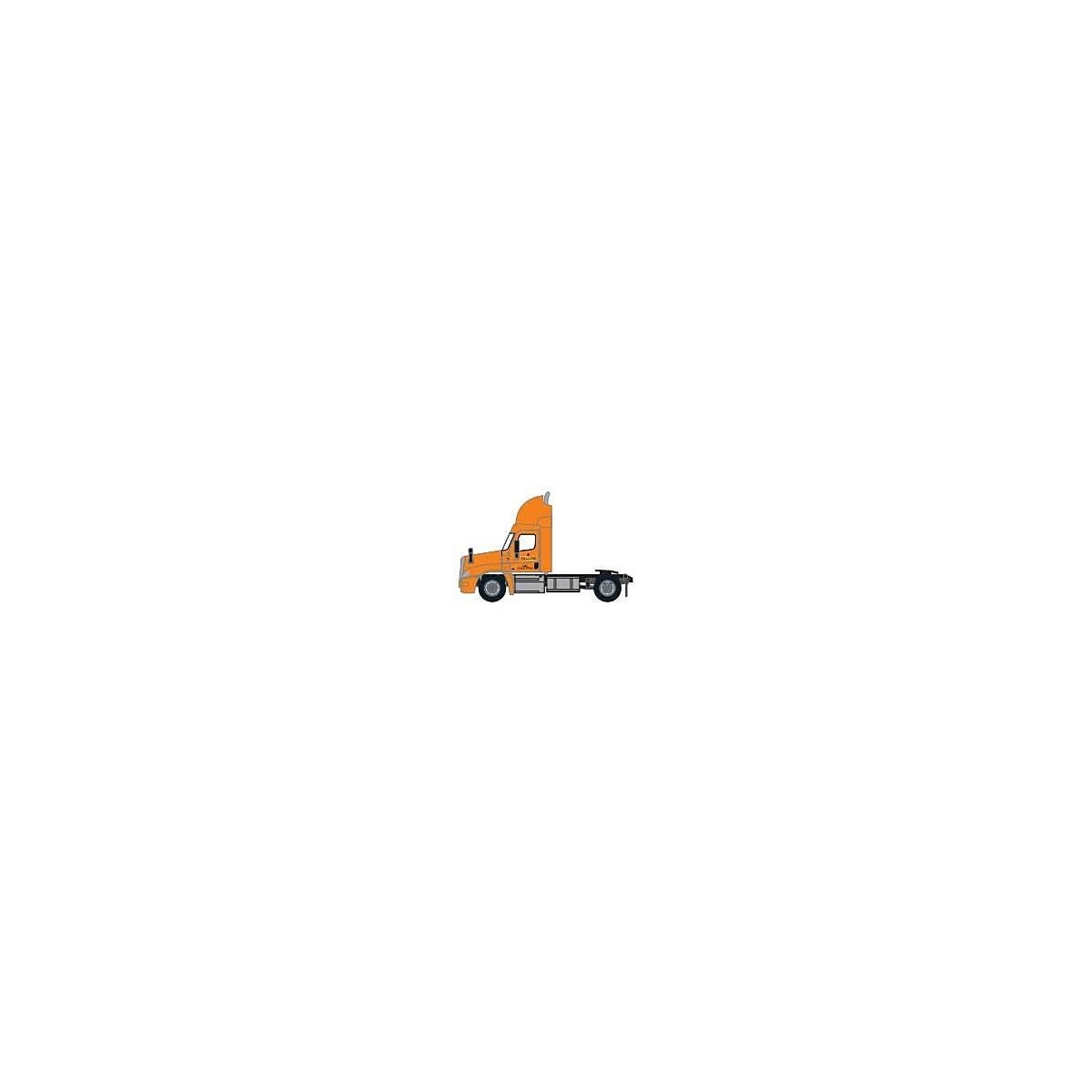Freightliner Cascadia Raised-Roof 2-Axle Semi Tractor - Assembled -- Yellow 4 (orange, Yellow Logo), N, Trainworx Inc 4258504