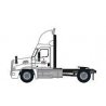 Freightliner Cascadia Raised-Roof 2-Axle Semi Tractor - Assembled -- YRC Freight 5 (white, orange, blue), N, Trainworx Inc 42590