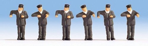 Steam Locomotive Crewmen (Engine Drivers) -- Black Uniforms pkg(6), N, Noch Gmbh & Co 36281