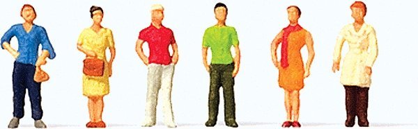 Pedestrians -- Standing Women pkg(6), 1/200, Preiser Kg 80915