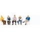 Pedestrians -- Waiting Men Sitting on Chairs pkg(5), HO, Preiser Kg 10579