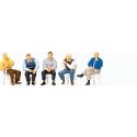 Pedestrians -- Waiting Men Sitting on Chairs pkg(5), HO, Preiser Kg 10579