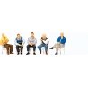 Pedestrians -- Waiting Men Sitting on Chairs pkg(5), HO, Preiser Kg 10579