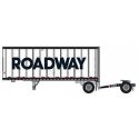 28′ Pup Van Trailer with Converter Dolly - Assembled -- Roadway 2 (white, black Billboard Lettering), N, Trainworx Inc 4288402