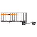 28′ Pup Van Trailer with Converter Dolly - Assembled -- Yellow 3 (white, Orange Stripe Narrow Lettering Logo), N, Trainworx In