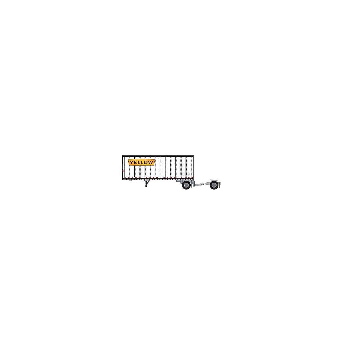 28′ Pup Van Trailer with Converter Dolly - Assembled -- Yellow 7 (white, orange Wide Lettering Logo), N, Trainworx Inc 4288507