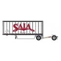 28′ Pup Van Trailer with Converter Dolly - Assembled -- Saia 1 (white, red), N, Trainworx Inc 4289201
