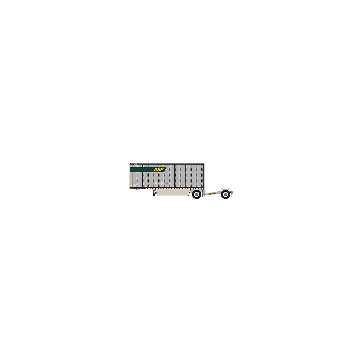 28′ Pup Van Trailer with Converter Dolly - Assembled -- ABF 1 (gray, green, yellow Logo in Upper Front), N, Trainworx Inc 4289