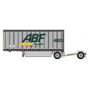 28′ Pup Van Trailer with Converter Dolly - Assembled -- ABF Freight 8 (gray, green, yellow Large Centered Logo), N, Trainworx 