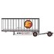 28` Pup Van Trailer with Converter Dolly - Assembled -- Estes 2 (white, yellow, red Circle E, House Logos `Household Moving` Sl,