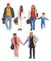 Pedestrians -- Walking Travellers 3 pkg(6), N, Preiser Kg 79192