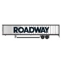 Hyundai 53′ Dry Van Semi Trailer with Skirts - Assembled -- Roadway 1 (white, black Billboard Block Lettering), N, Trainworx I