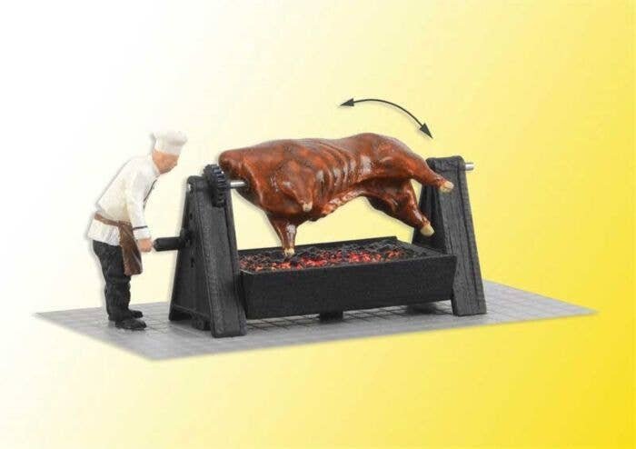Animated Grill with Beef on Rotisserie over Glowing Embers -- 14-16 Volt AC or DC, HO, Viessmann Modellspielwaren 1552