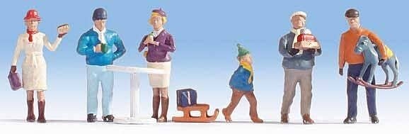 Holiday Shoppers pkg(6) -- Wearing Winter Clothes, HO, Walthers SceneMaster 6069