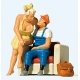 Home From a Busy Workday -- 2 Figures & Chair, HO, Preiser Kg 28182
