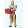 Man with Beer Crate Individual Figure, HO, Preiser Kg 28234