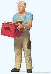 Man with Beer Crate Individual Figure, HO, Preiser Kg 28234