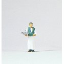 Individual Figure - Working People -- Waiter with Serving Tray (White Uniform, Green Vest), HO, Preiser Kg 28044