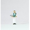 Individual Figure - Working People -- Waiter with Serving Tray (White Uniform, Green Vest), HO, Preiser Kg 28044