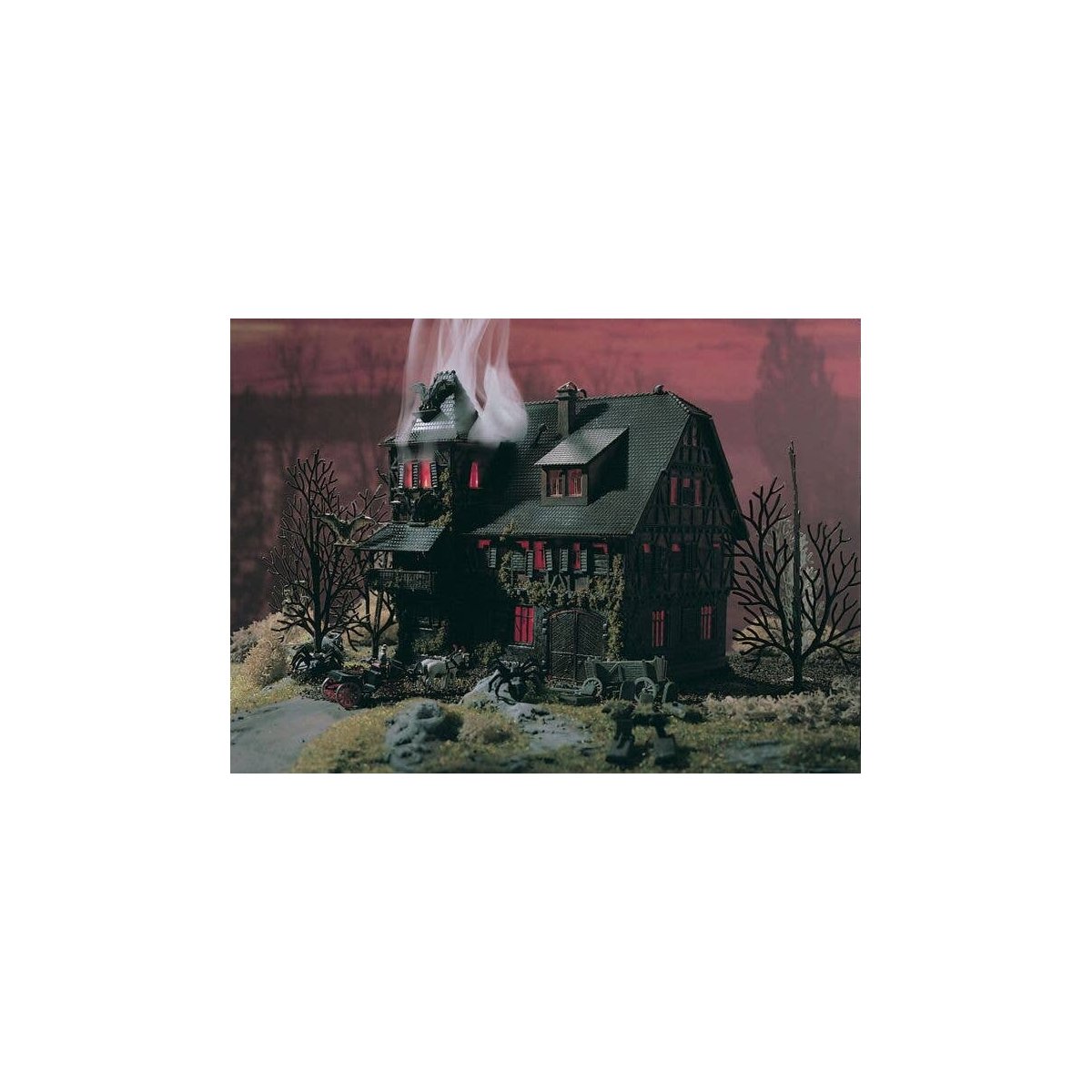 Vampire Villa Haunted Mansion w/Color Weathering Tablets -- 5 x 4 x 4-3/4′ 12.5 x 10 x 11.8cm, N, Vollmer Gmbh 47679