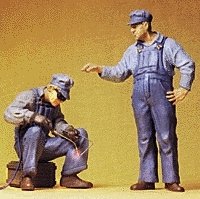 People Working -- US Track Workers (welder & helper, steam-era), G, Preiser Kg 45075