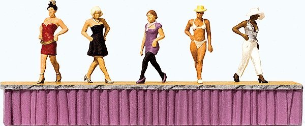 Working People -- Women Fashion Models on the Catwalk pkg(5), HO, Preiser Kg 10621