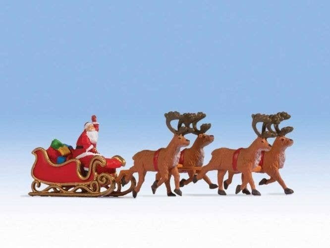 Santa Claus with Sleigh and 4 Reindeer, HO, Noch Gmbh & Co 15924