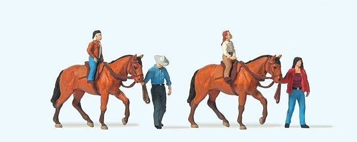 Horse Riding Lessons -- 2 Each: Riders, Trainers, Horses, HO, Preiser Kg 10794
