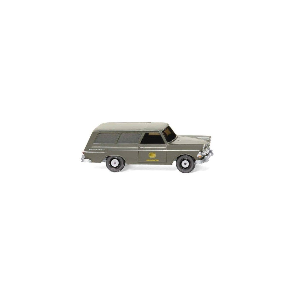 1960-1963 Opel Rekord Caravan Station Wagon - Assembled -- German Federal Railroad DB (Era III, gray, yellow), HO, Wiking 7147