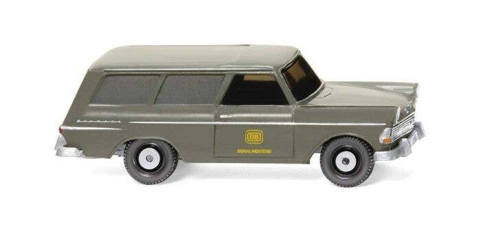 1960-1963 Opel Rekord Caravan Station Wagon - Assembled -- German Federal Railroad DB (Era III, gray, yellow), HO, Wiking 7147