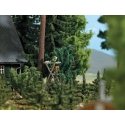 Hunter in Raised Stand - Action Set -- Seated Hunter with Binoculars, Wooden Hunting Stand, HO, Busch Gmbh & Co Kg 7957