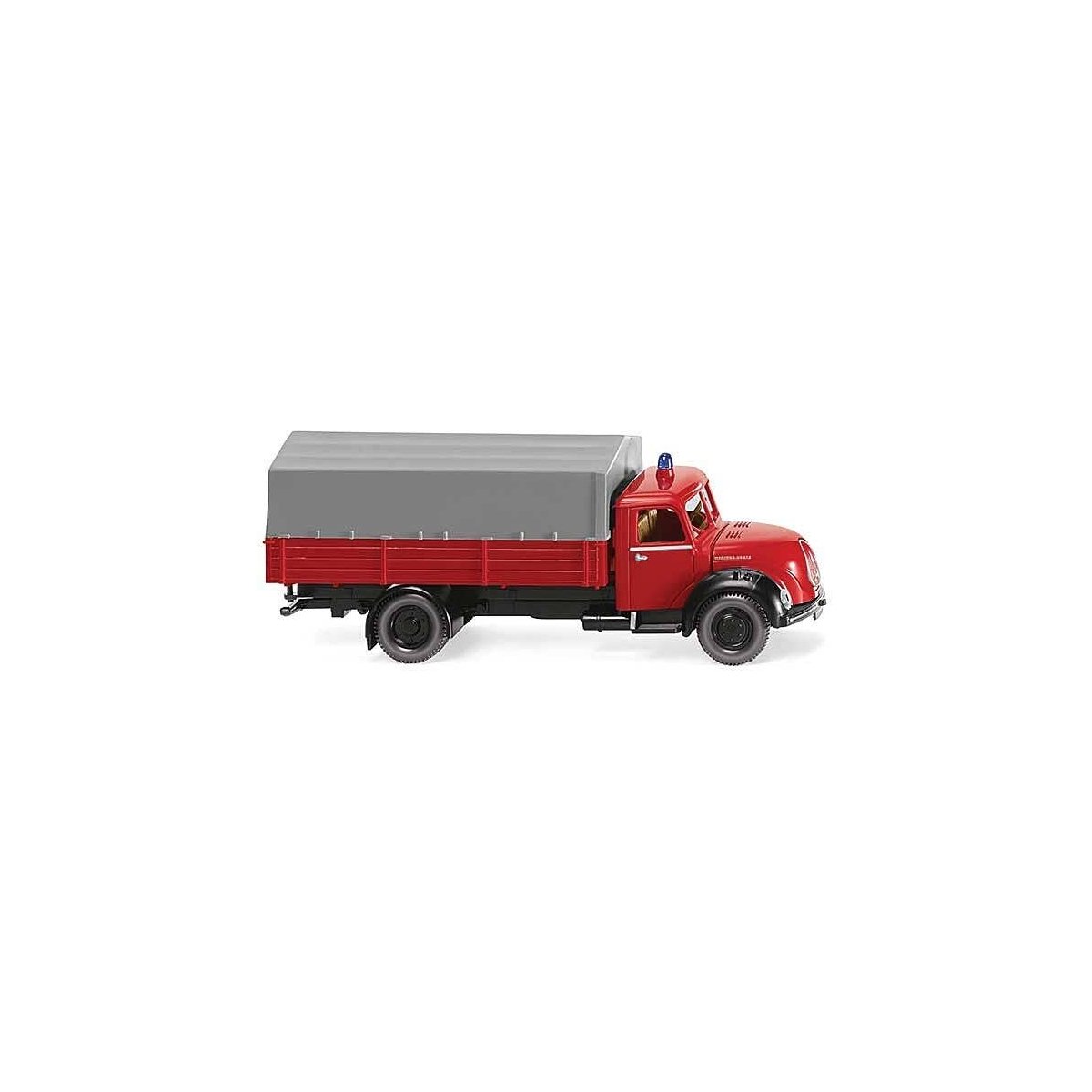 1956 Magirus Sirius Low-Side Truck - Assembled -- Fire Department (red, black, German Lettering), HO, Wiking 86143